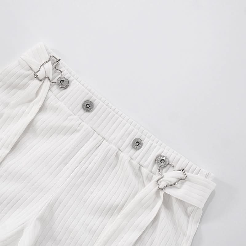 White Ribbed Square Neck Crop Top & Long-Tie Shorts Set - Chic Vacation & Party Ready