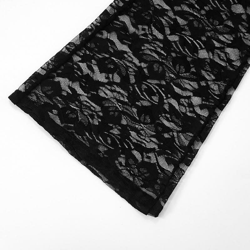 Sultry Black Lace Sheer Jumpsuit - Daring V-Neck Cami for Fall Nights & Halloween