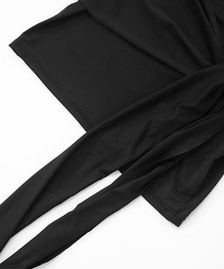 Chic Black Halter Cowl Neck Mini Dress with Asymmetrical Drape | Fall & Holiday Party Ready