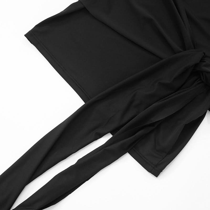 Chic Black Halter Cowl Neck Mini Dress with Asymmetrical Drape | Fall & Holiday Party Ready