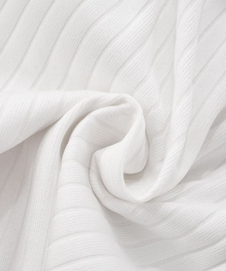 White Ribbed Square Neck Crop Top & Long-Tie Shorts Set - Chic Vacation & Party Ready