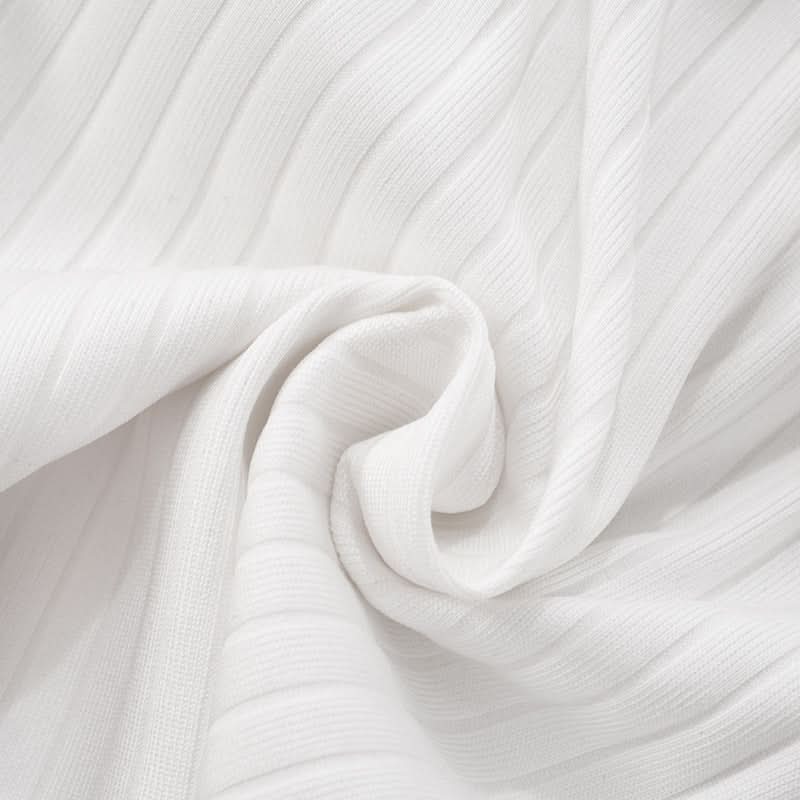 White Ribbed Square Neck Crop Top & Long-Tie Shorts Set - Chic Vacation & Party Ready