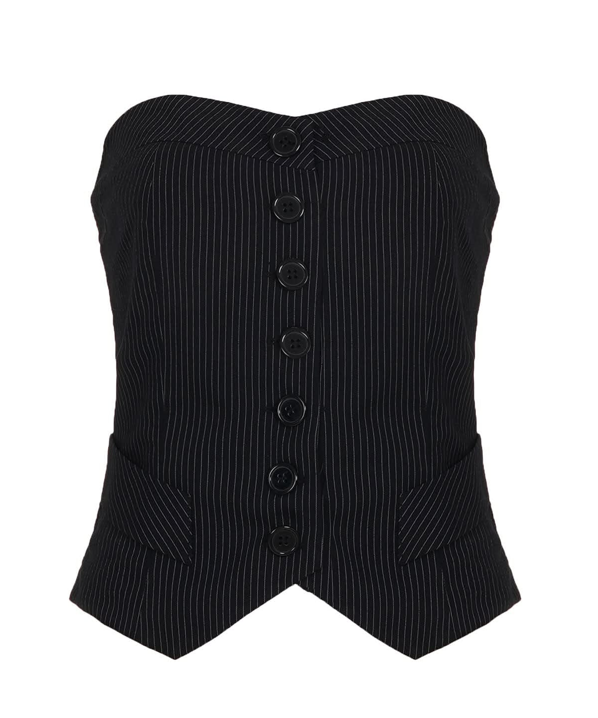 Pinstripe Strapless Corset Vest Top - Chic Fall & Holiday Statement for American Women