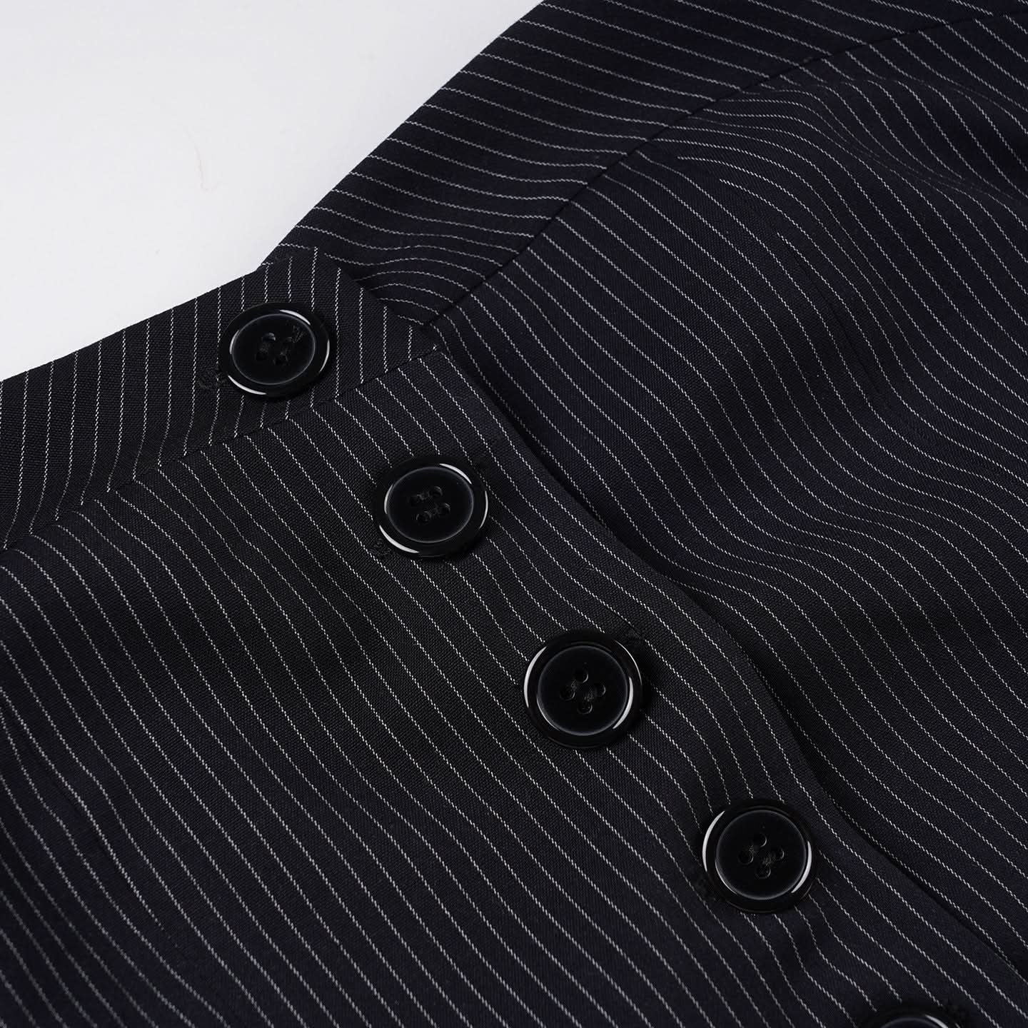 Pinstripe Strapless Corset Vest Top - Chic Fall & Holiday Statement for American Women