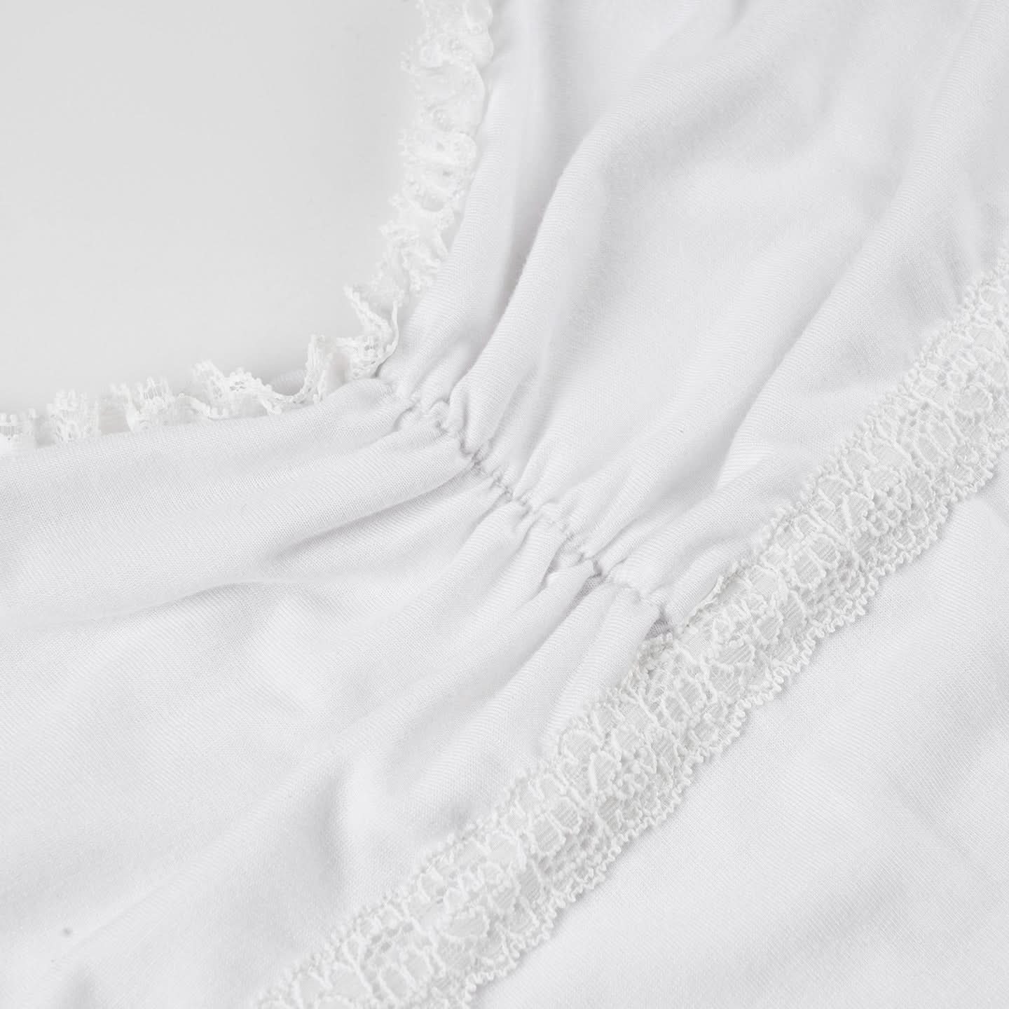 Effortless Chic White Lace Ruffle Cami | Soft Ruched Top for Cozy Fall Layering