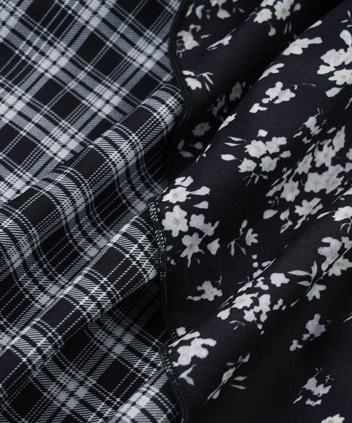 Fall Chic: Asymmetrical Plaid & Floral Patchwork Mini Skirt for Women