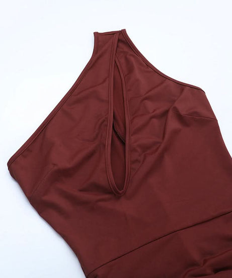 Stunning Fall Statement: Burgundy One-Shoulder Flared Jumpsuit