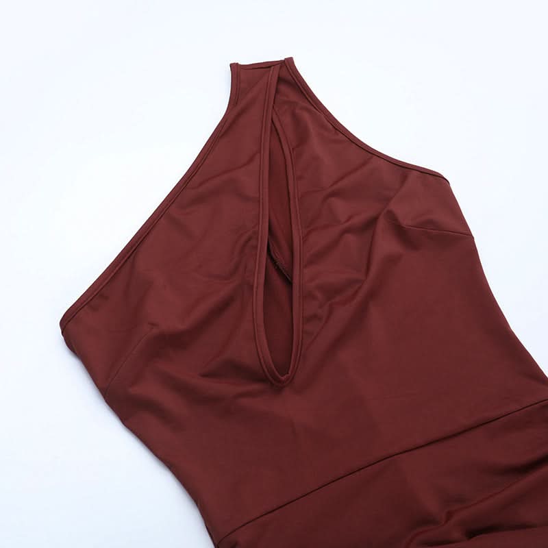 Stunning Fall Statement: Burgundy One-Shoulder Flared Jumpsuit