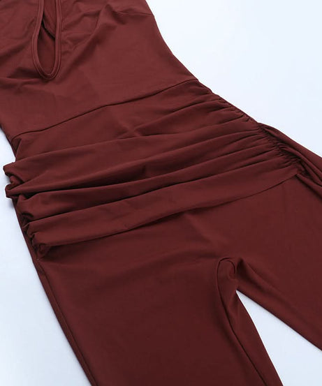 Stunning Fall Statement: Burgundy One-Shoulder Flared Jumpsuit