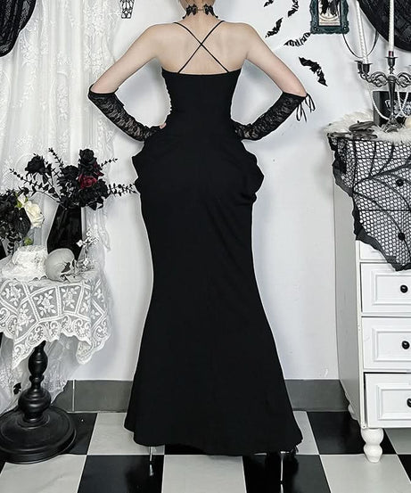 The Enchantress Black Lace Keyhole Maxi Dress - Your Go-To for Fall & Holiday Glamour