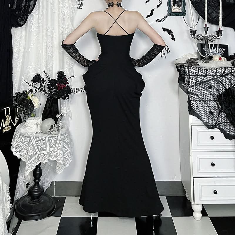 The Enchantress Black Lace Keyhole Maxi Dress - Your Go-To for Fall & Holiday Glamour