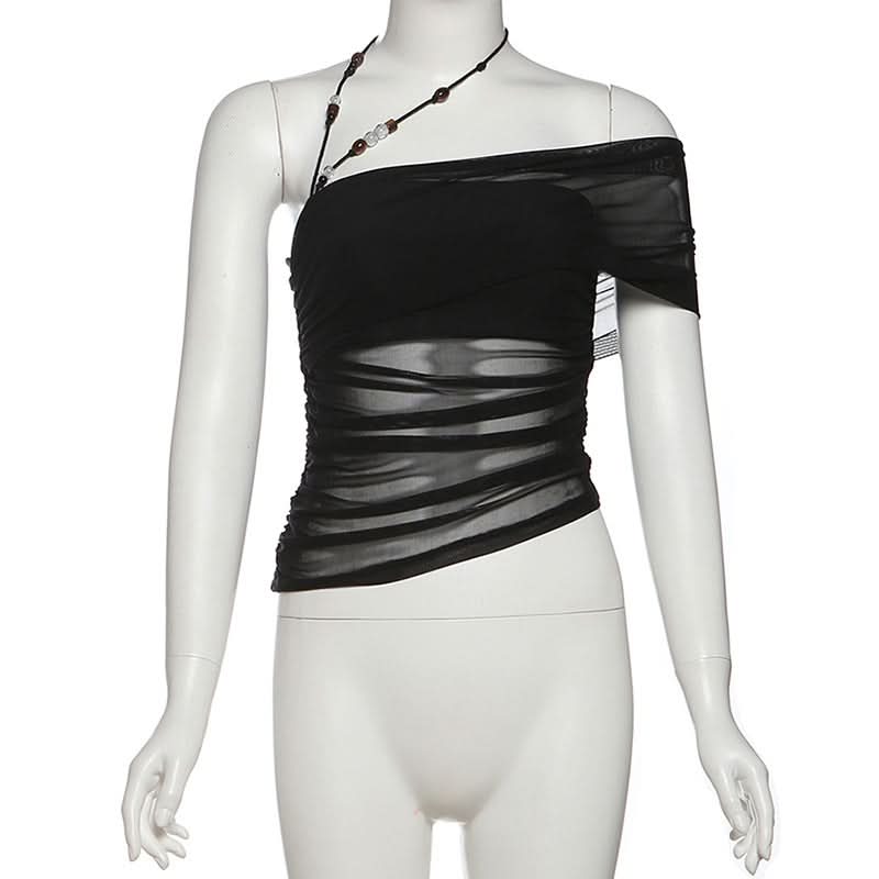 Black Beaded Halter Mesh Top: Your Iconic Fall & Holiday Party Statement Piece