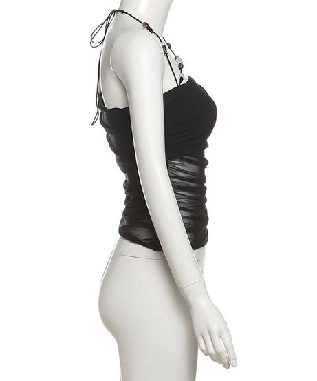 Black Beaded Halter Mesh Top: Your Iconic Fall & Holiday Party Statement Piece