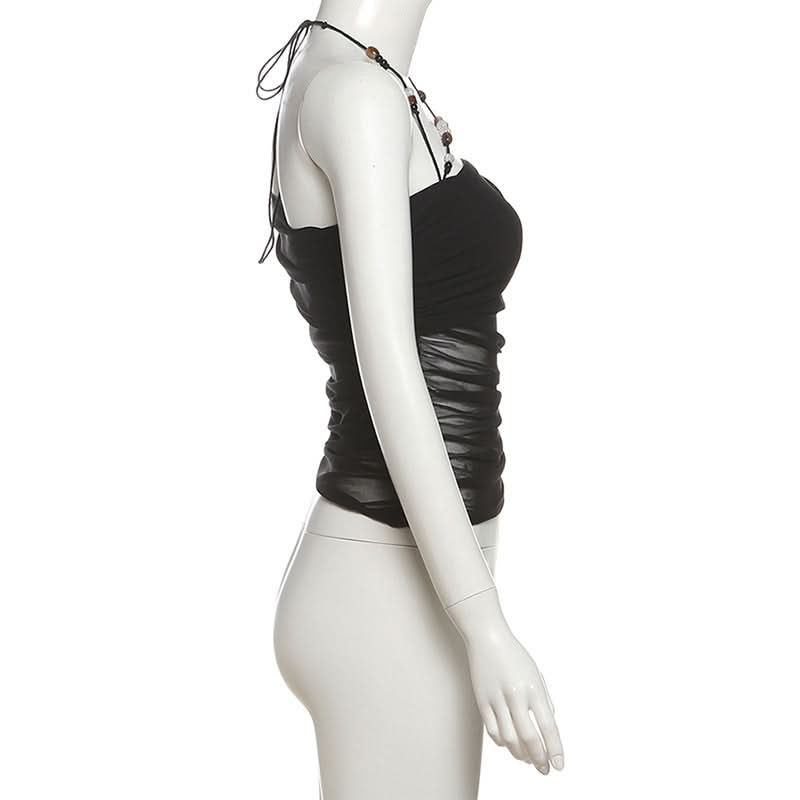 Black Beaded Halter Mesh Top: Your Iconic Fall & Holiday Party Statement Piece
