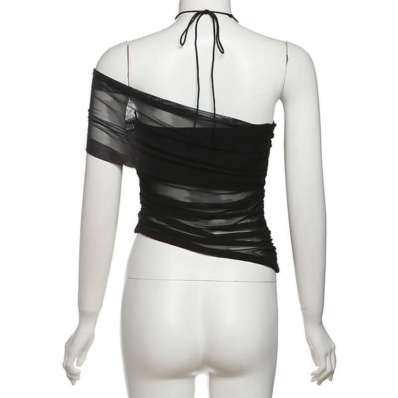Black Beaded Halter Mesh Top: Your Iconic Fall & Holiday Party Statement Piece