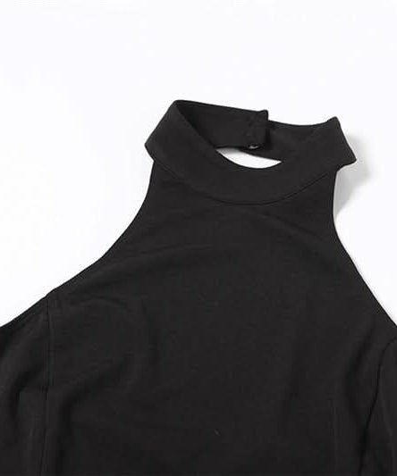 Elegant Black Halter High-Low Maxi Dress - Chic for Fall & Holiday Soirees