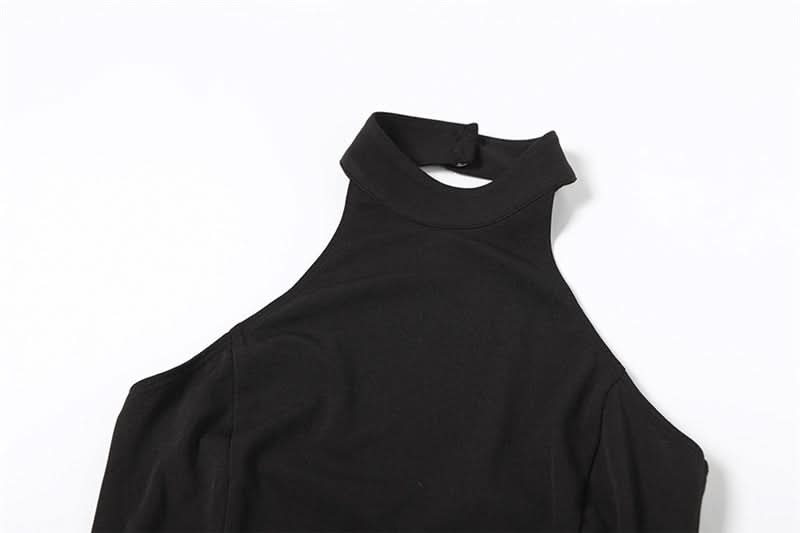 Elegant Black Halter High-Low Maxi Dress - Chic for Fall & Holiday Soirees