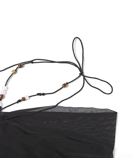 Black Beaded Halter Mesh Top: Your Iconic Fall & Holiday Party Statement Piece