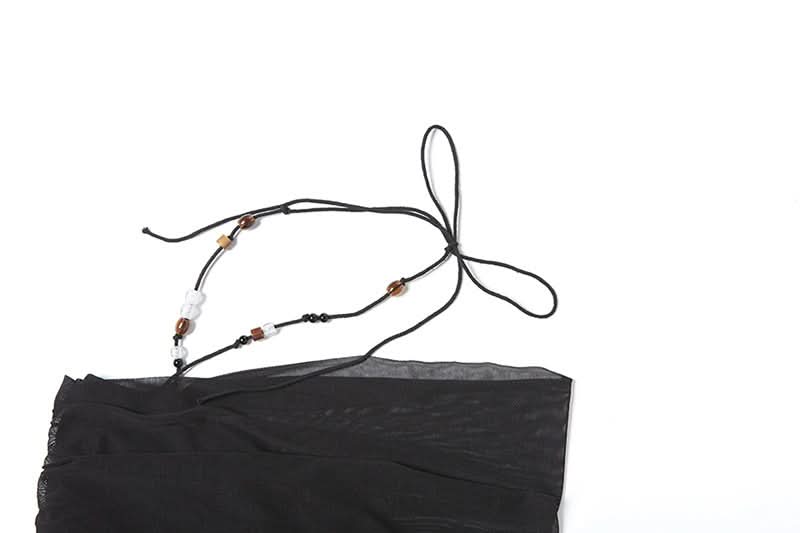 Black Beaded Halter Mesh Top: Your Iconic Fall & Holiday Party Statement Piece