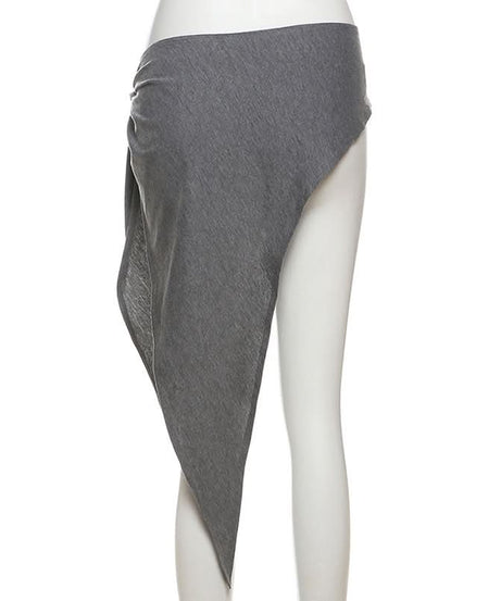 Y2K Grunge Asymmetrical Waist Wrap Skirt Overlay | Edgy Distressed Print Fall Fashion Belt