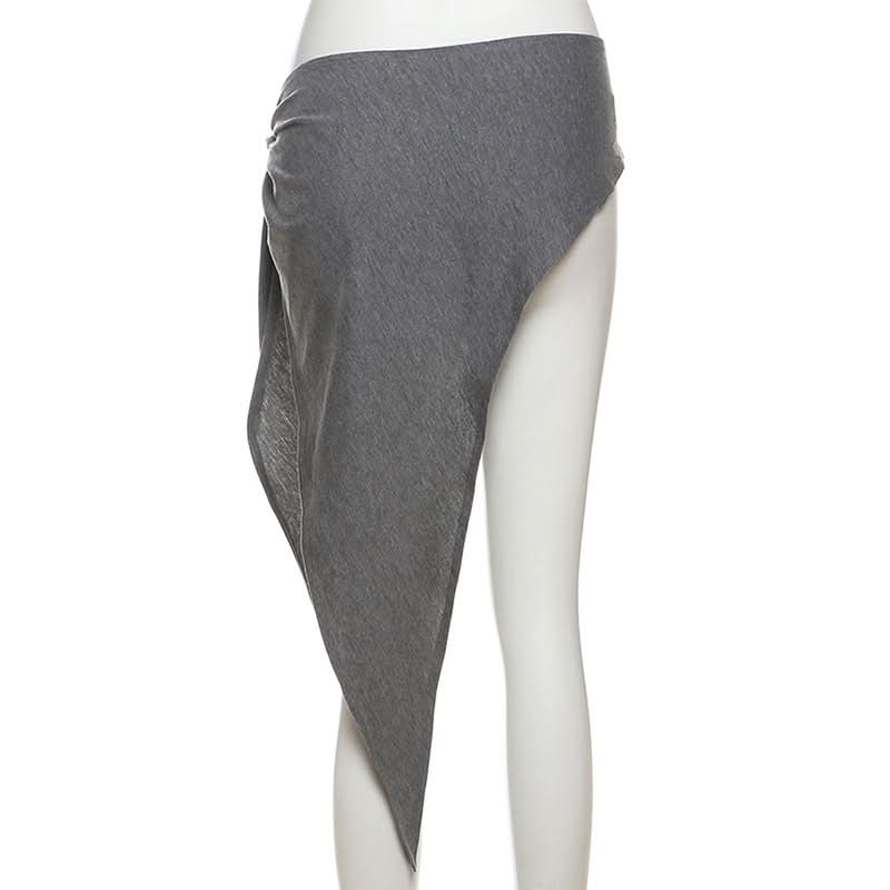 Y2K Grunge Asymmetrical Waist Wrap Skirt Overlay | Edgy Distressed Print Fall Fashion Belt