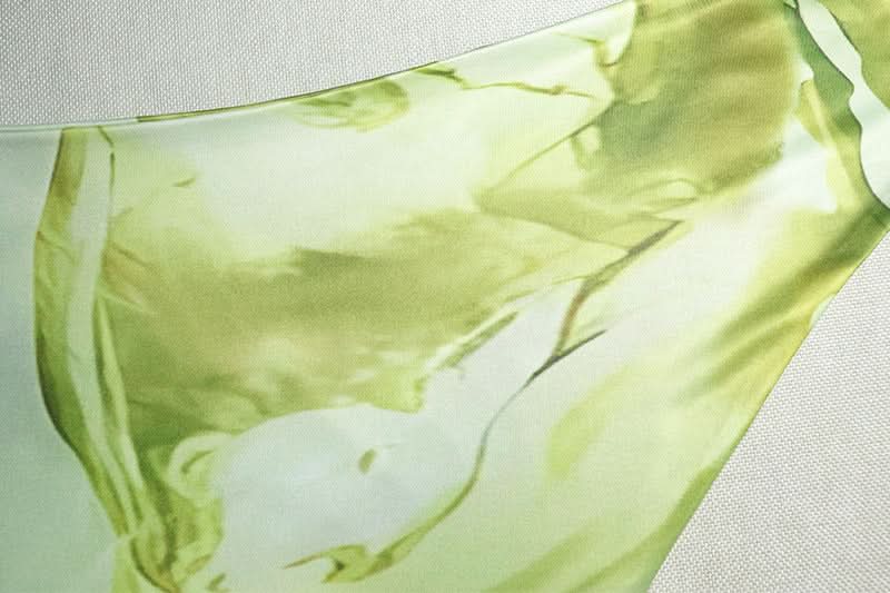 Stunning Abstract Green Halter Cowl Neck Maxi Dress - Backless Elegance for Fall & Resort