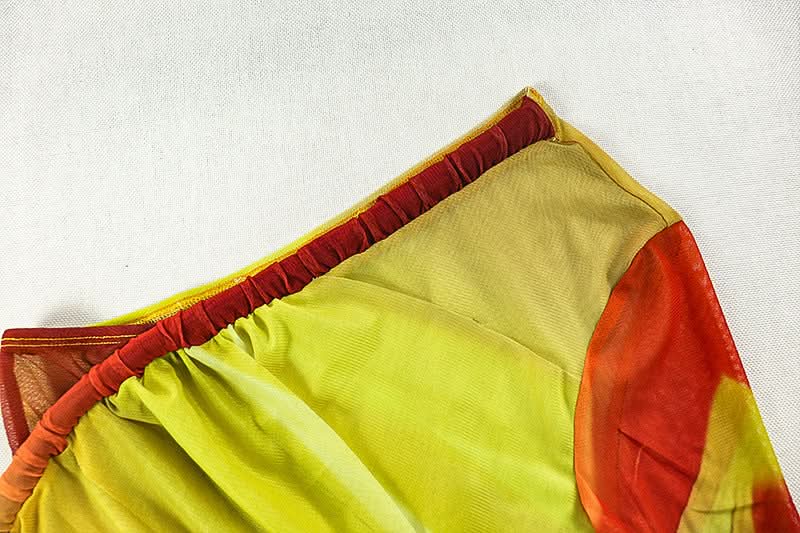 Golden Hour Glow: One-Shoulder Ombre Mesh Midi Dress - Slit & Ruched for Fall Getaways