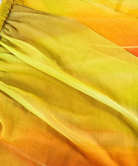 Golden Hour Glow: One-Shoulder Ombre Mesh Midi Dress - Slit & Ruched for Fall Getaways