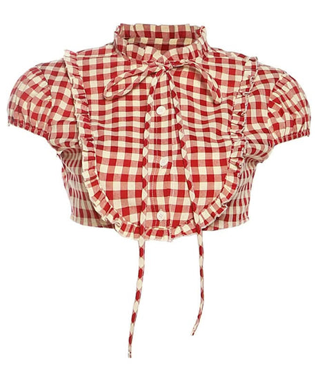 Red Gingham Ruffle Crop Top - Fall Festival & Western Chic
