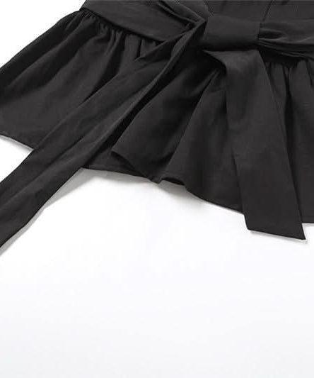 Chic Black Peplum Cami Top with Self-Tie Bow – Your Flattering Fall & Holiday Staple