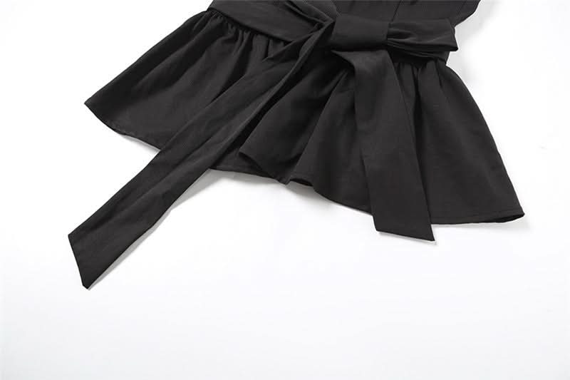Chic Black Peplum Cami Top with Self-Tie Bow – Your Flattering Fall & Holiday Staple