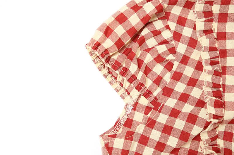 Red Gingham Ruffle Crop Top - Fall Festival & Western Chic