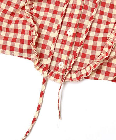Red Gingham Ruffle Crop Top - Fall Festival & Western Chic