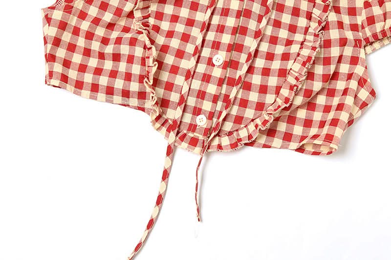 Red Gingham Ruffle Crop Top - Fall Festival & Western Chic