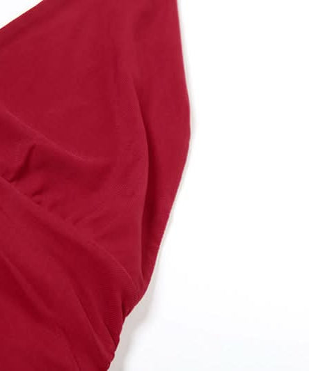 Siren Red Halter V-Neck Backless Top with Lace Hem - Your Essential for Fall & Holiday Parties