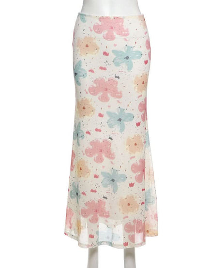 Whimsical Bloom Mesh Maxi Skirt - Effortless Fall Transition & Resort Ready