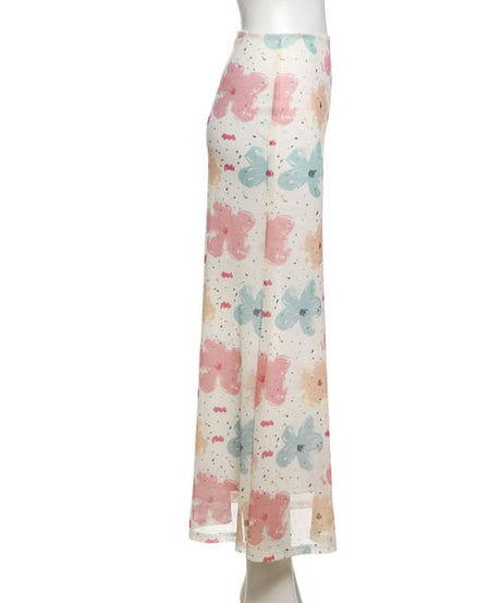 Whimsical Bloom Mesh Maxi Skirt - Effortless Fall Transition & Resort Ready