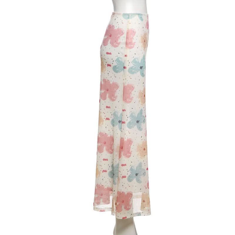 Whimsical Bloom Mesh Maxi Skirt - Effortless Fall Transition & Resort Ready