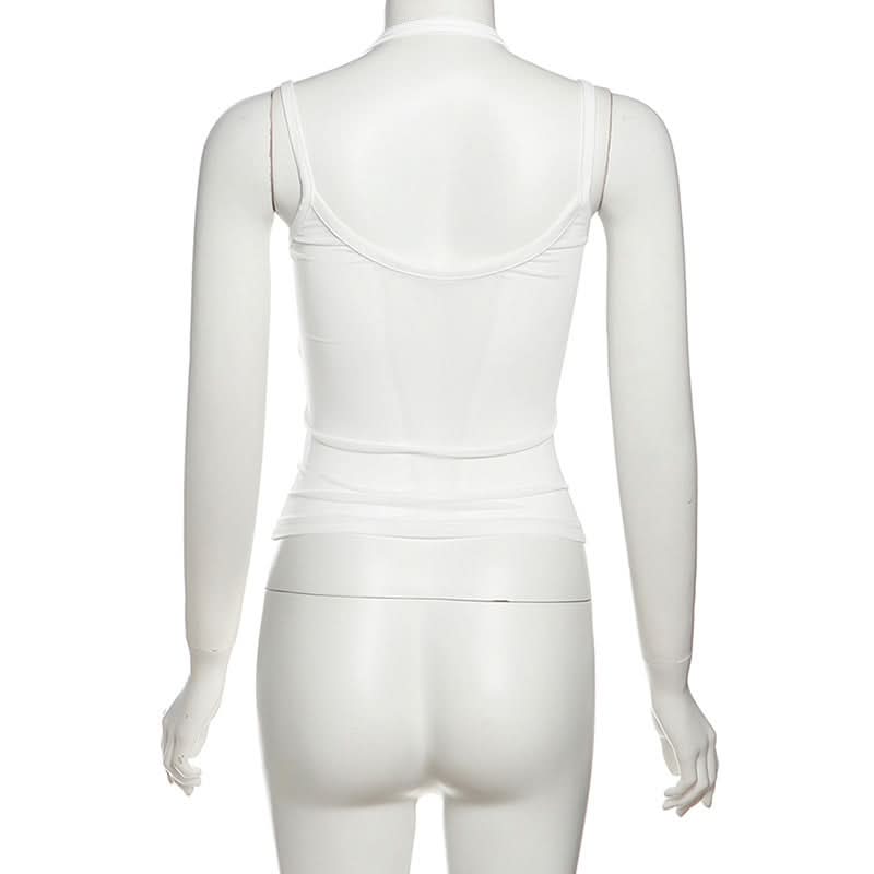 Sleek White Halter Cutout Corset Top - Your Essential for Fall Nights & Party Glam