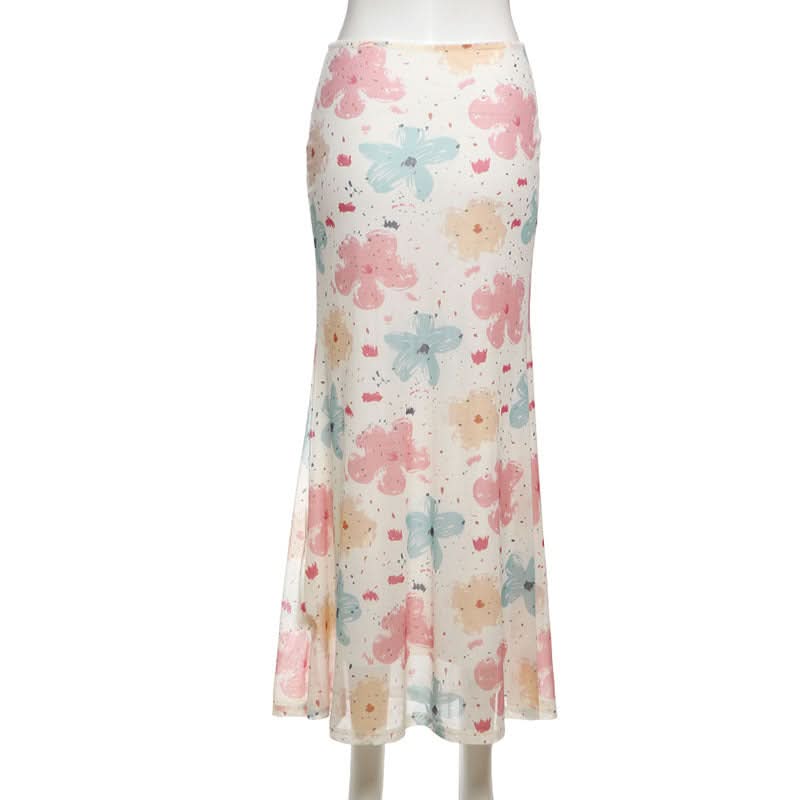 Whimsical Bloom Mesh Maxi Skirt - Effortless Fall Transition & Resort Ready