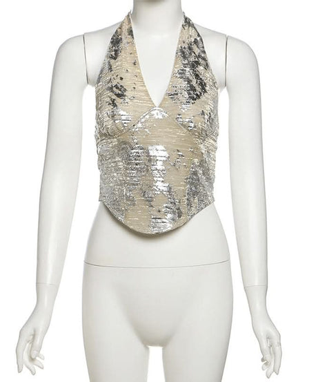 Shimmering Halter Crop Top & Mini Skirt Set | Ultimate Holiday & NYE Glam