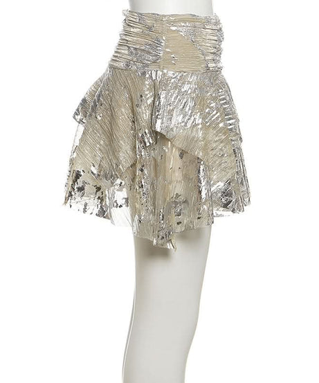 Dazzling Glitzy Ruffle Mini Skirt - Holiday, NYE & Fall/Winter Party Essential