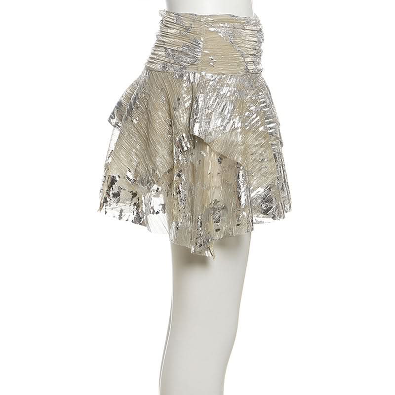 Dazzling Glitzy Ruffle Mini Skirt - Holiday, NYE & Fall/Winter Party Essential