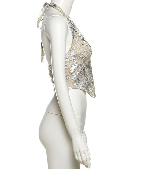 Shimmering Halter Crop Top & Mini Skirt Set | Ultimate Holiday & NYE Glam