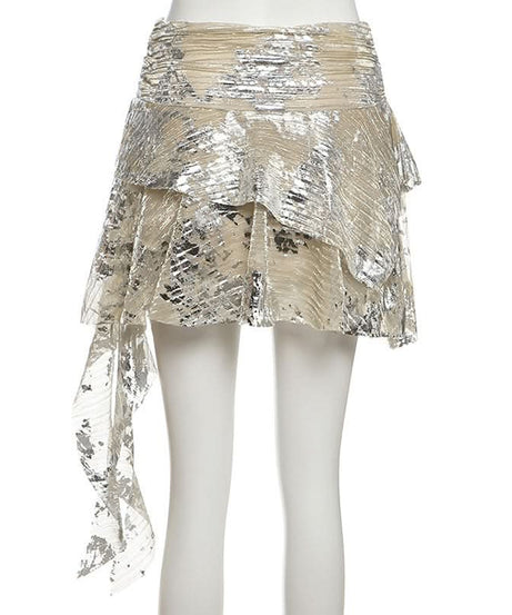 Dazzling Glitzy Ruffle Mini Skirt - Holiday, NYE & Fall/Winter Party Essential
