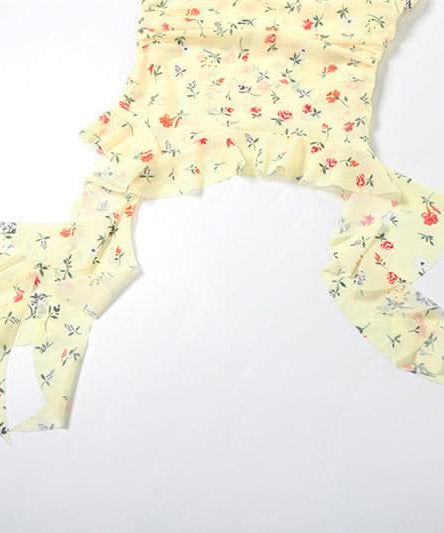 Whimsical Petal Off-Shoulder Ruched Mesh Top | Autumn Bloom Asymmetrical Ruffle