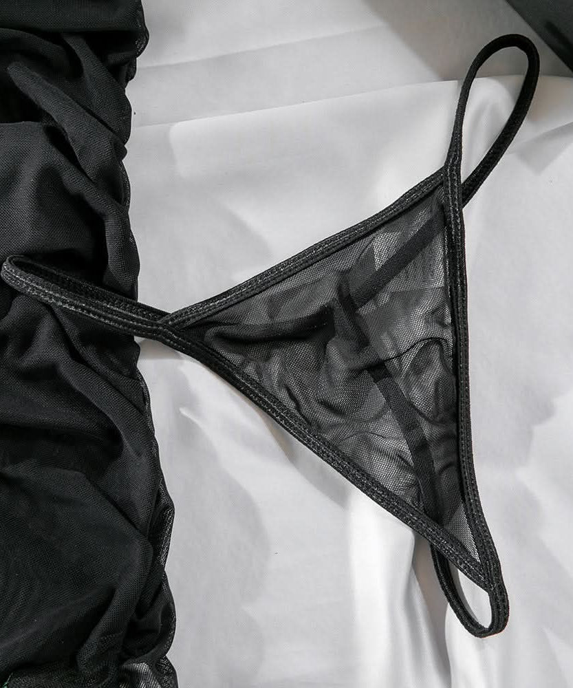 Enchanting Rose Mesh Babydoll – Ruffled Floral Embroidered Lingerie for Fall Nights