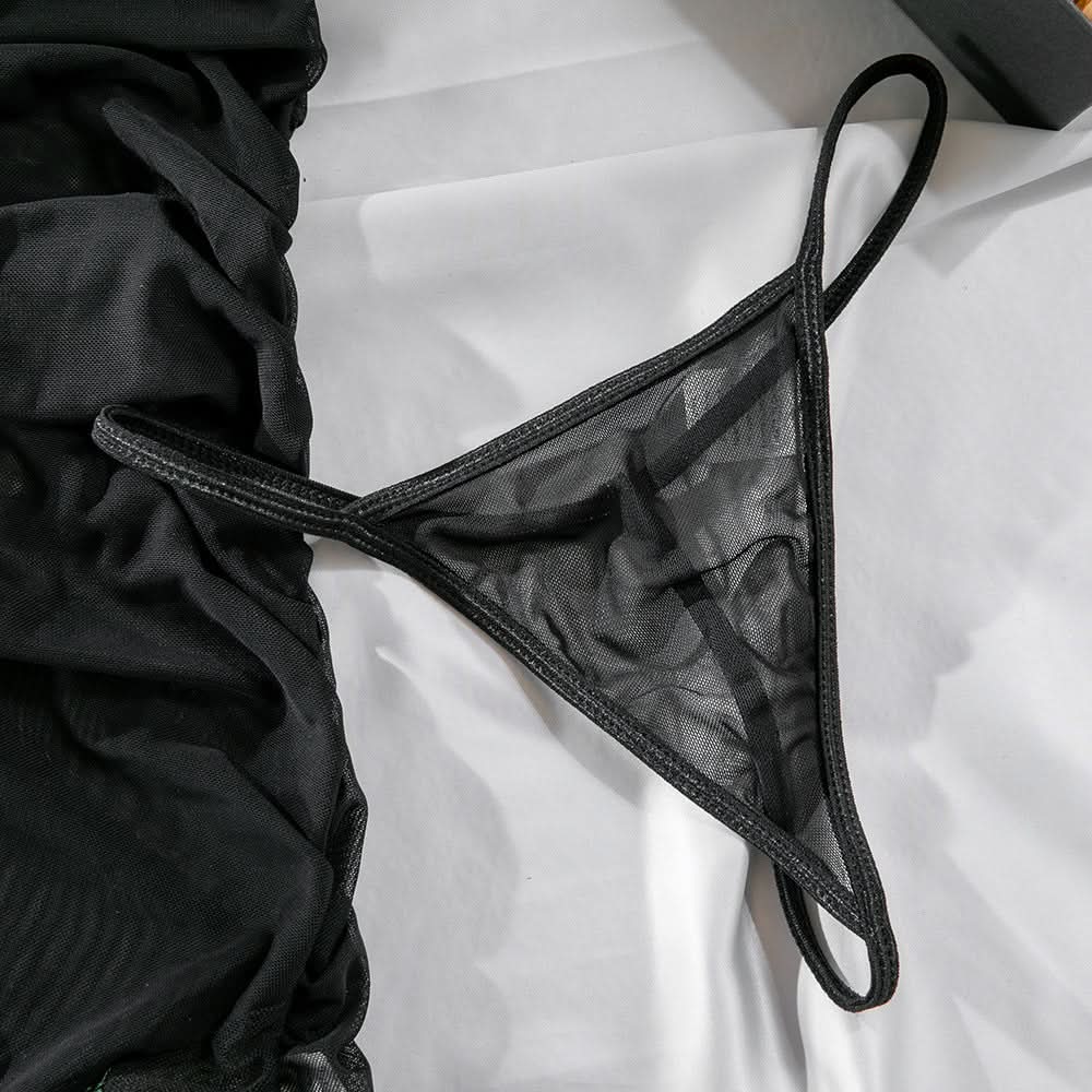 Enchanting Rose Mesh Babydoll – Ruffled Floral Embroidered Lingerie for Fall Nights