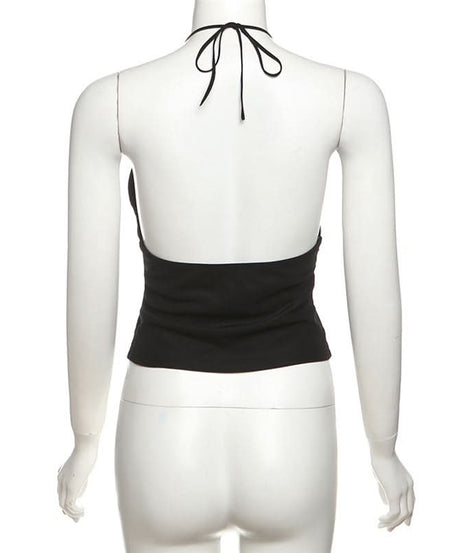 Tropical Bloom Halter Tankini Top - Chic V-Neck for Your Fall Getaway