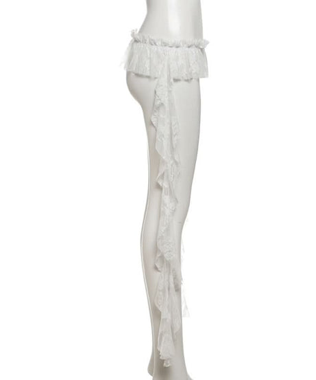 Gothic Romance Lace Ruffle Wide-Leg Pants - Dark Academia & Fall Fashion Essential